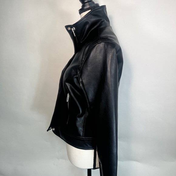 Blank NYC Behan leather hacker w high collar- motorcycle jacket matrix vibes. - Picture 3 of 9
